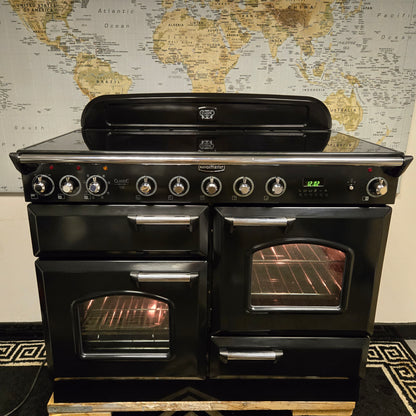 Rangemaster Classic Deluxe Induction Range Cooker in Black and Chrome 110cm