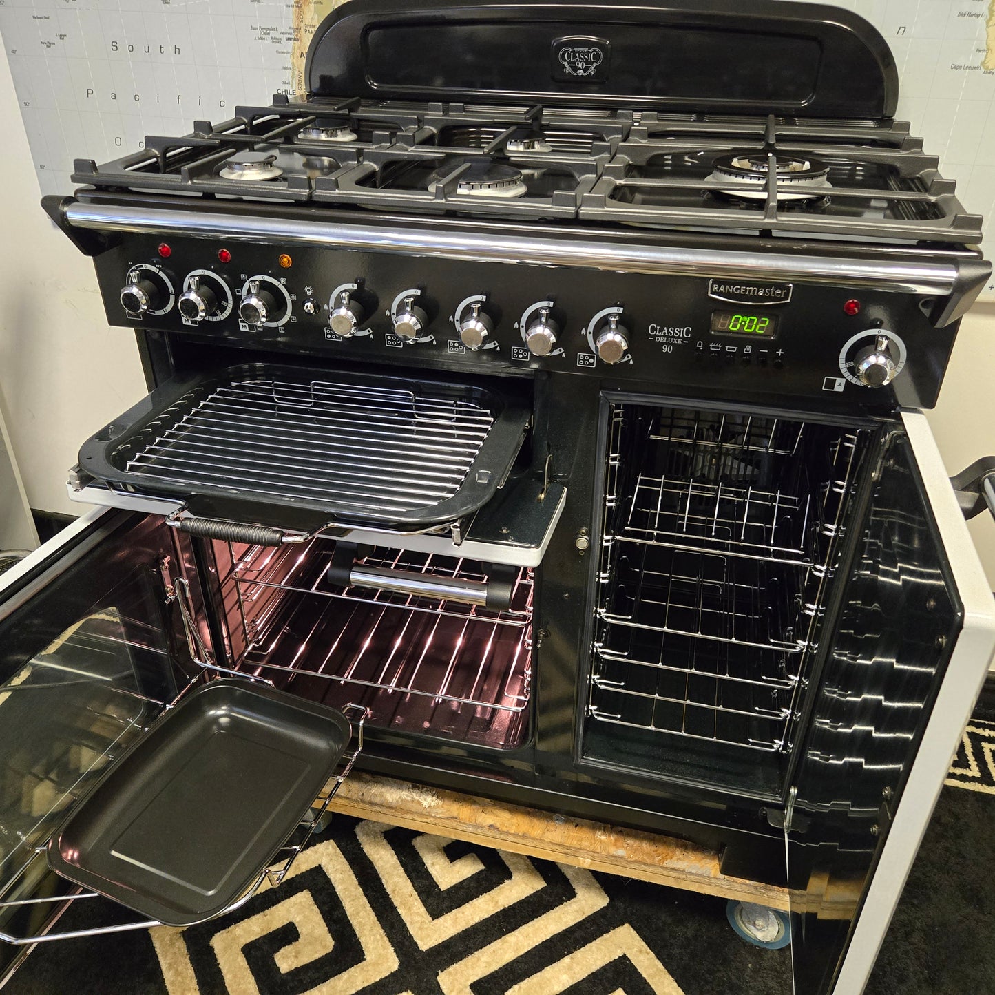Rangemaster Classic Deluxe Dual Fuel Range Cooker in Grey 90cm
