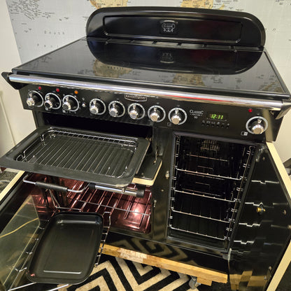 Rangemaster Classic Deluxe Induction Range Cooker in Cream and Chrome 90cm