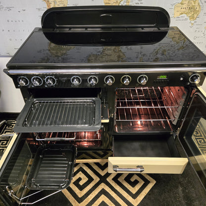 Rangemaster Classic Deluxe Induction Range Cooker in Cream and Chrome 110cm