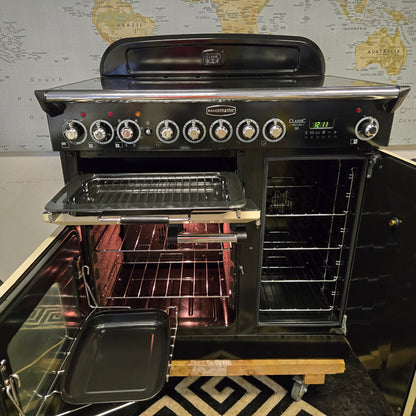 Rangemaster Classic Deluxe Induction Range Cooker in Cream and Chrome 90cm