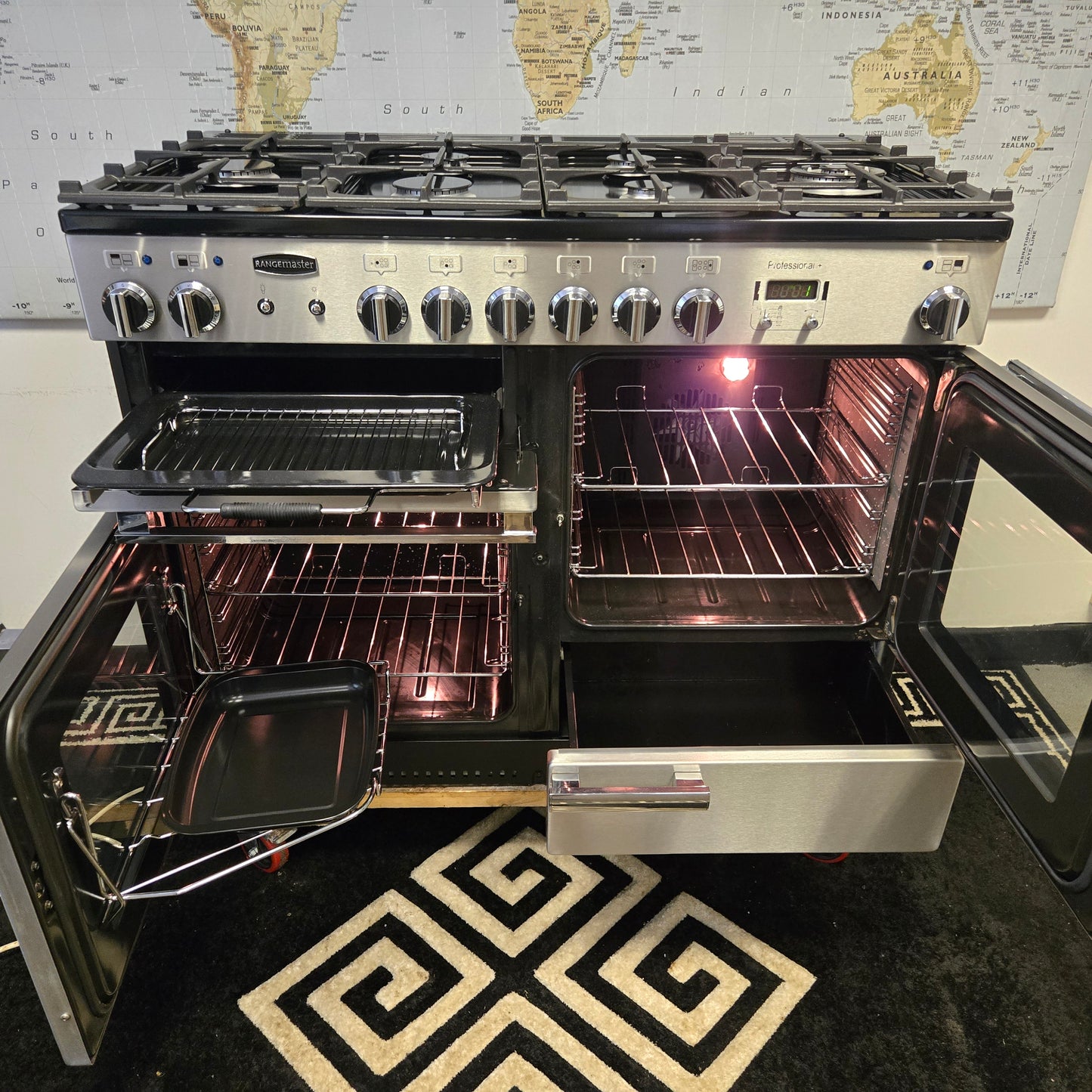 Rangemaster Professional Plus Dual Fuel Range Cooker in Stainless Steel 110cm